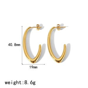 1 pair of personalized fashion  gold-plated stainless steel geometric C-shaped earrings for women's jewelry for daily wear h5 Picture2